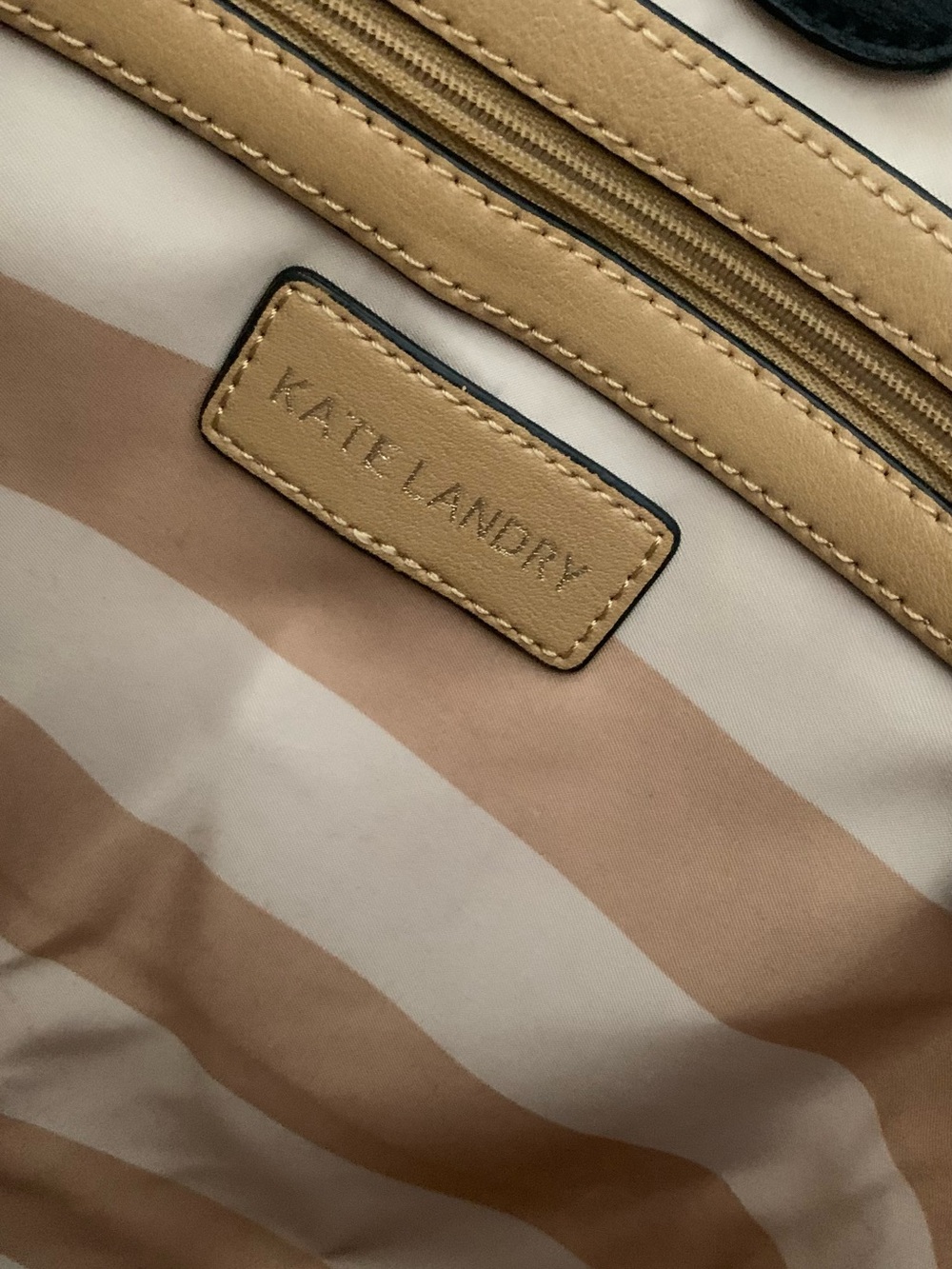 Kate Landry Shady Lady Canvas Tote Beige Black NWOT - Picture 5 of 9